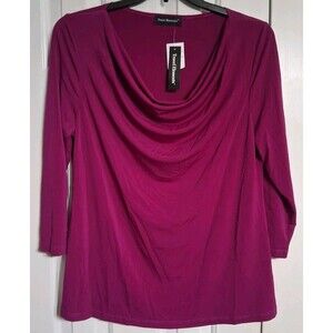 NWT Women's Travel Elements 3/4 Sleeve Cowl Neck Blouse Top Size XL Fuschia...